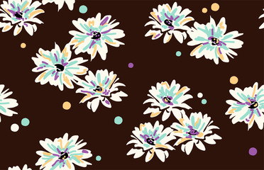 vector seamless floral pattern with  daisy flowers