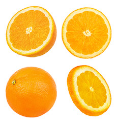 Juicy orange isolated on white background with clipping path