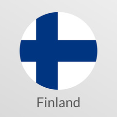 Fototapeta premium Flag of Finland round icon, badge or button. Finnish national symbol. Vector illustration.