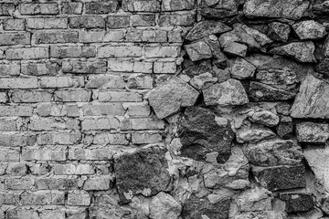 Old brick wall with cracks and scratches , background, texture