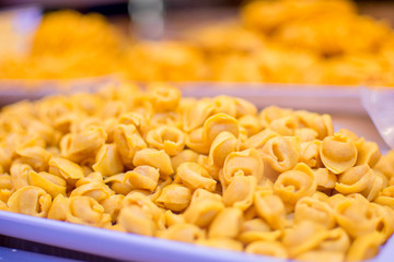 Fresh Italian homemade pasta Tortellini - authentic pasta in Bologna