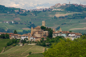 Fototapeta na wymiar View of Langhe hills and Castiglion Falletto