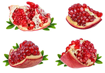 Fresh pomegranate isolated on white background with clipping path set