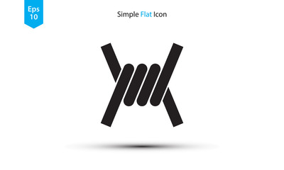 Obraz premium Barbed Wire Simple Symbol. Sign Of Restricted Area Defense. Vector Illustration