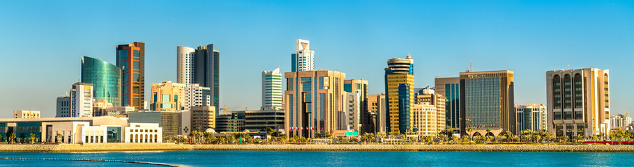 Fototapeta na wymiar Skyline of Manama Central Business District. The Kingdom of Bahrain
