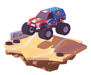 Vector low poly monster truck © Taras Livyy