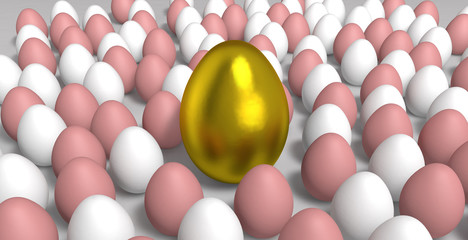 goldene ei zwischen frische eier