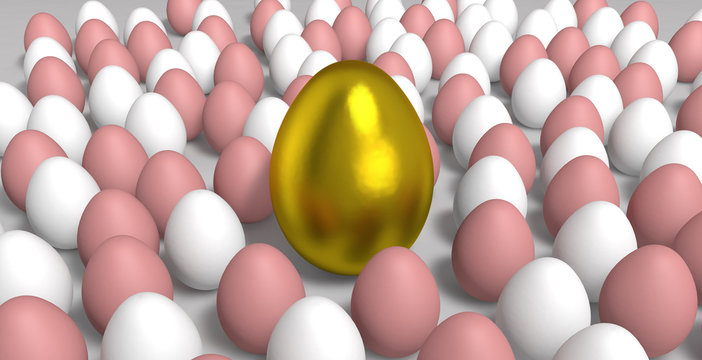 goldene ei zwischen frische eier
