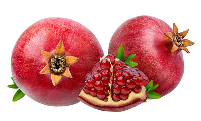 Fresh pomegranate isolated on white background with clipping path