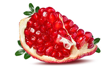 Fresh pomegranate isolated on white background with clipping path