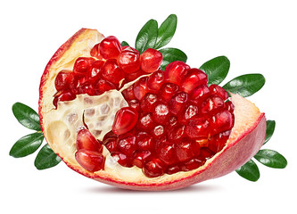 Fresh pomegranate isolated on white background with clipping path