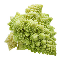 Fresh Roman cauliflower isolated on white background with clipping path