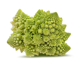 Fresh Roman cauliflower isolated on white background with clipping path