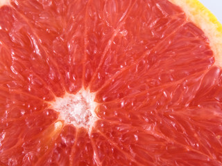 Closeup of slice of grapefruit