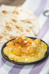 Homemade hummus with chickpeas
