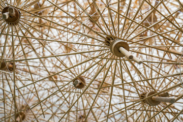 Naklejka premium Wooden billets for souvenir umbrellas in Chiang Mai. Pattern of umbrellas.