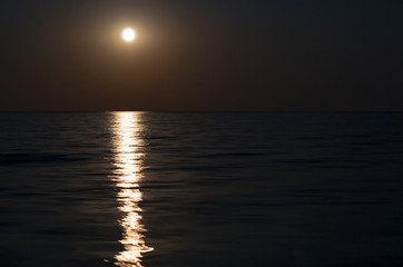 moonlight reflected on the sea, full moon