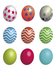 Set of colorful eggs, for design and decoration, vector illustration isolated on white background