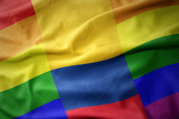 waving colombia rainbow gay pride flag banner