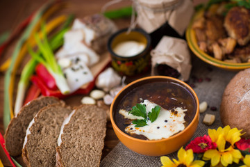 dinner on a wooden table