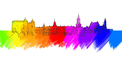 Warsaw Colorful Landmark Banner
