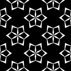 Black and white floral ornament. Seamless pattern