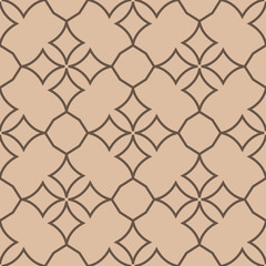 Naklejka premium Beige and brown geometric ornament. Seamless pattern