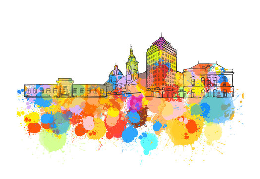 Ljubljana Colorful Landmark Banner