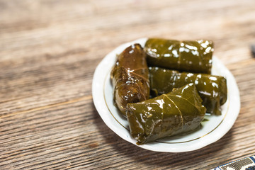 Stuffed vine leaves with rice