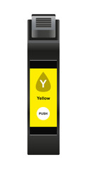Vector illustration of Yellow ink cartridge isolated on white background