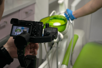 shooting in the dental office. camera and dental equipment.dental equipment, Dental offices, dentistry