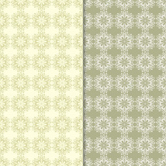 Olive green set of floral seamless patterns