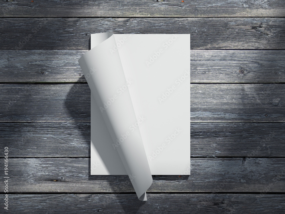 Poster magazine with blank paper sheets. 3d rendering