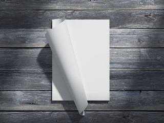 Magazine with blank paper sheets. 3d rendering