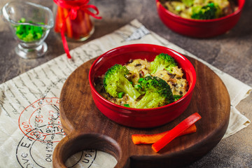 broccoli and rice in blow vegetarian recipe