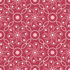 Floral red seamless background with beige pattern