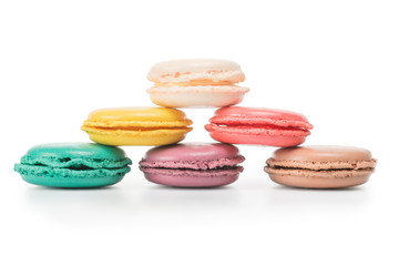 Macaroons pyramid side view isolated