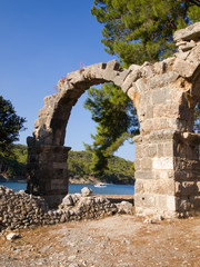 The aqueduct in Phaselis, Turkey - An ancient Greek and Roman city on the coast of Lycia