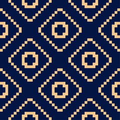 Obraz premium Golden blue geometric ornament. Seamless pattern