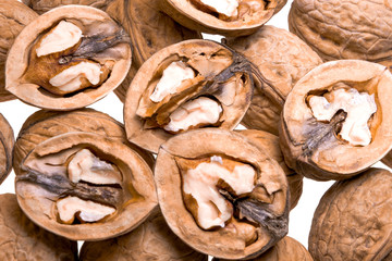 Dried walnuts isolated on the white background