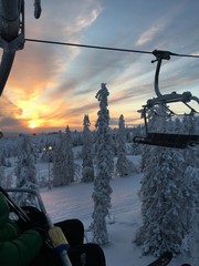 Skilift in sunrise