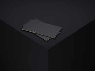 Two black business cards. 3d rendering