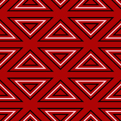Geometric seamless pattern. Black red white background