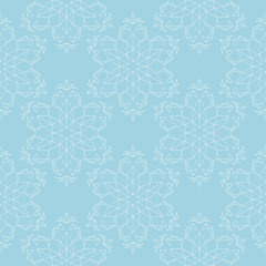 Blue and white floral seamless pattern