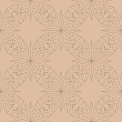 Brown floral seamless pattern on beige background