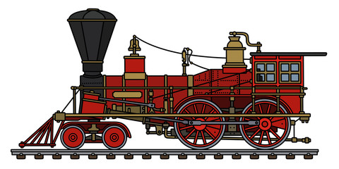 The vintage red american steam locomotive © vostal