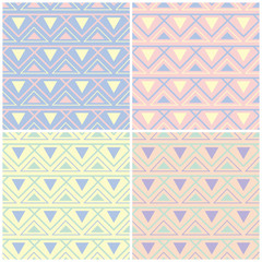 Set of faded colored seamless backgrounds with geometric patterns