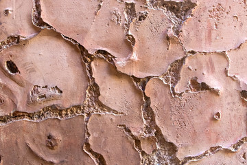 Cracked clay natural background indoor macro shot.