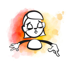 Stick figure woman pointing