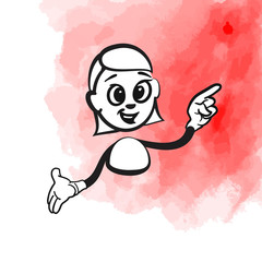 Stick figure woman pointing up